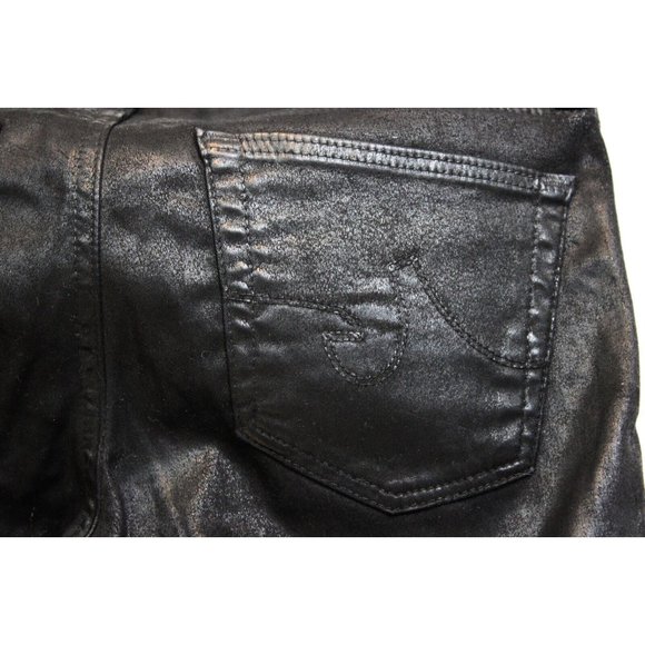 AG Adriano Goldschmied Women Black Shiny sz Jeans 26R Legging Pants Super Skinny - Picture 5 of 8